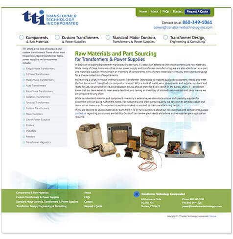 TTI site produced by our B2B website design company team.