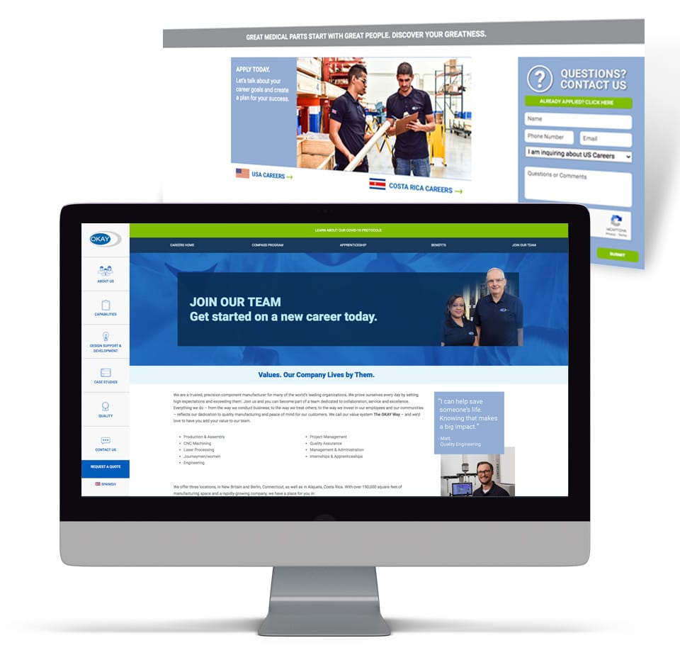 main page of the recruitment website design
